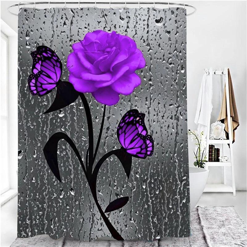 Hot HD Digital Printing Polyester Waterproof Polyester Flower Bathroom Hotel Shower Curtain by eprolo