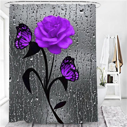 Hot HD Digital Printing Polyester Waterproof Polyester Flower Bathroom Hotel Shower Curtain by eprolo