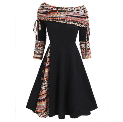 Nouvelle Robe Longue D'Automne Et D'Hiver Pour Femmes Avec Grande Balançoire À La Taille Et Manches Longues À Épaule Dénudée