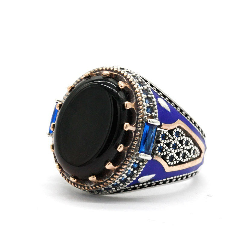 Luxury Business Round Black Onyx Men's Ring