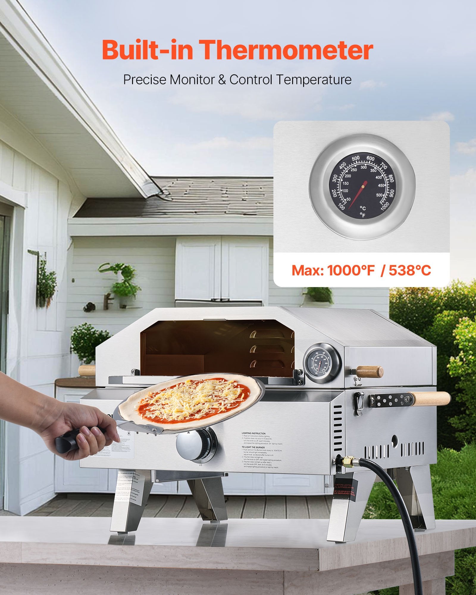 Outdoor Pizza Oven, 13 In Gas Fired Pizza-Maker