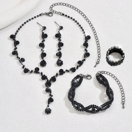 Accesorios de joyería de moda: collar de cristal, pendientes, pulsera