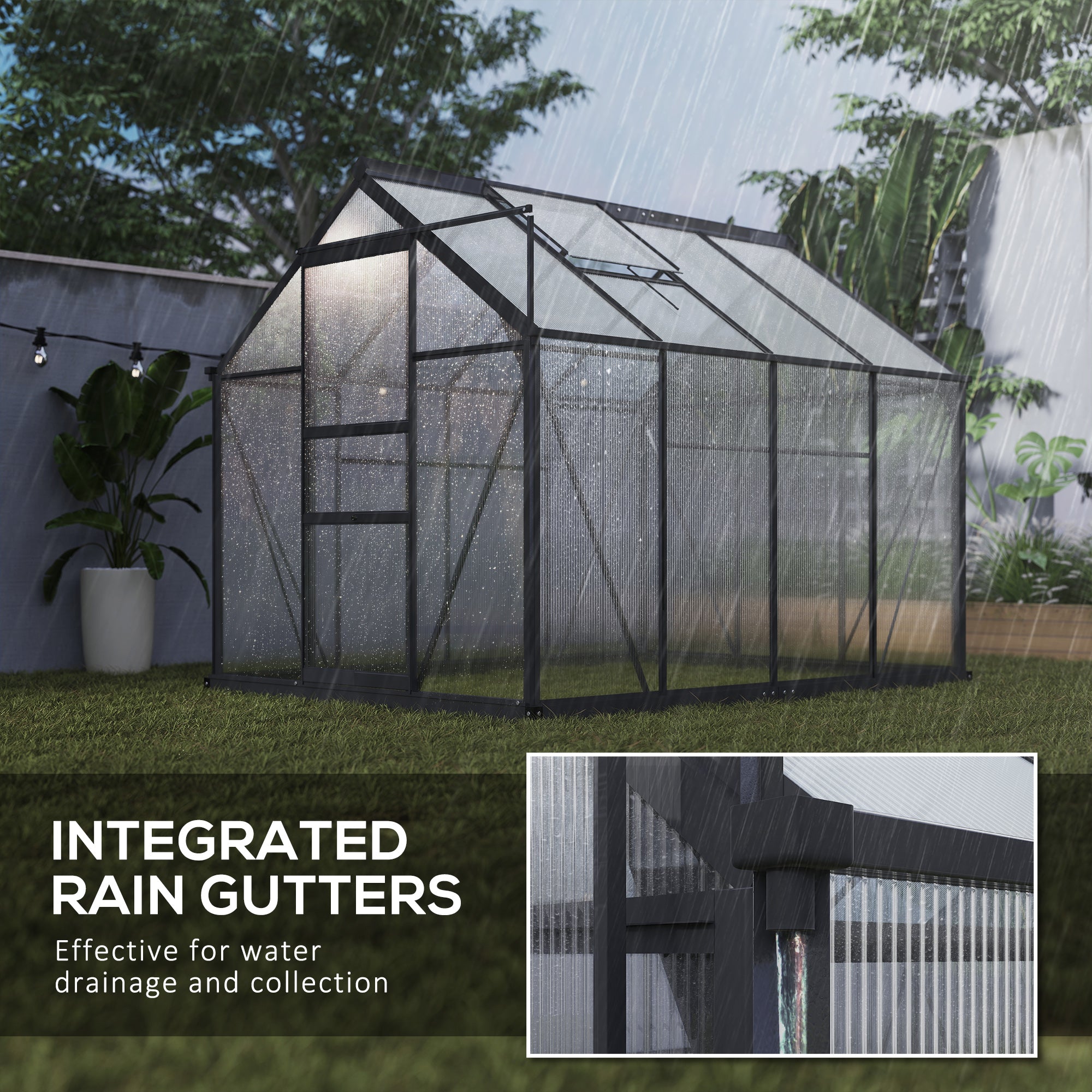 Polycarbonate Greenhouse, Heavy Duty Outdoor Aluminum Walk-in