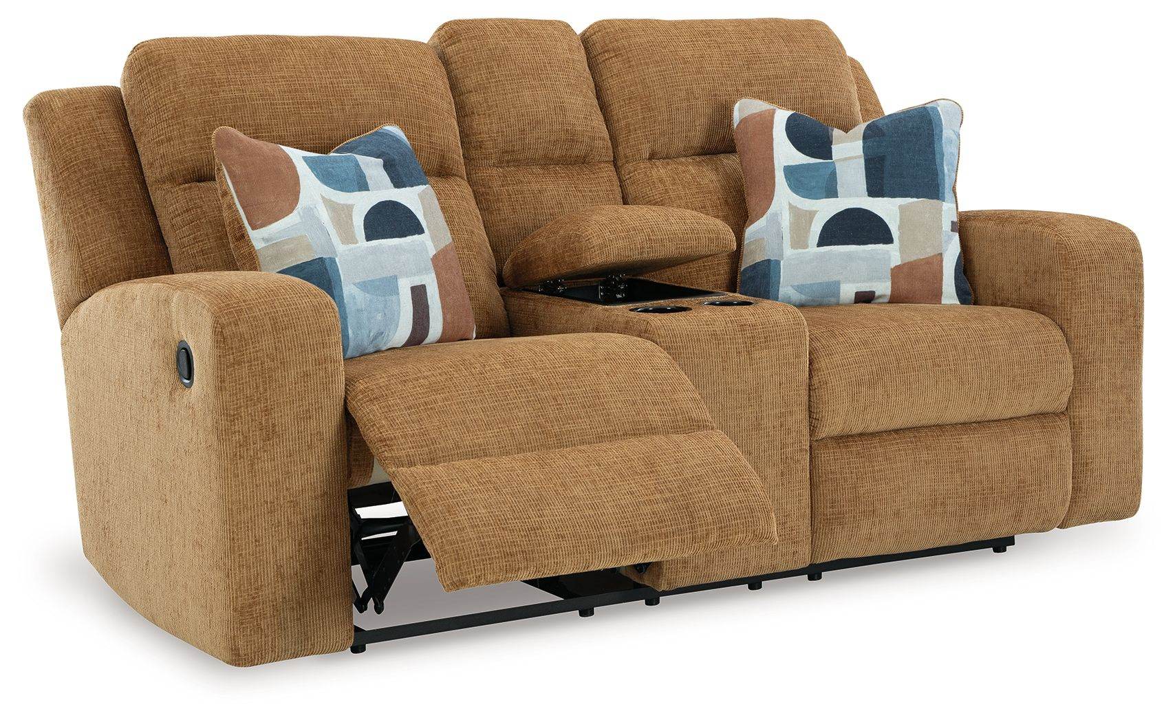 Kanlow - Dbl Reclining Loveseat With Console - Fabric - Honey-1