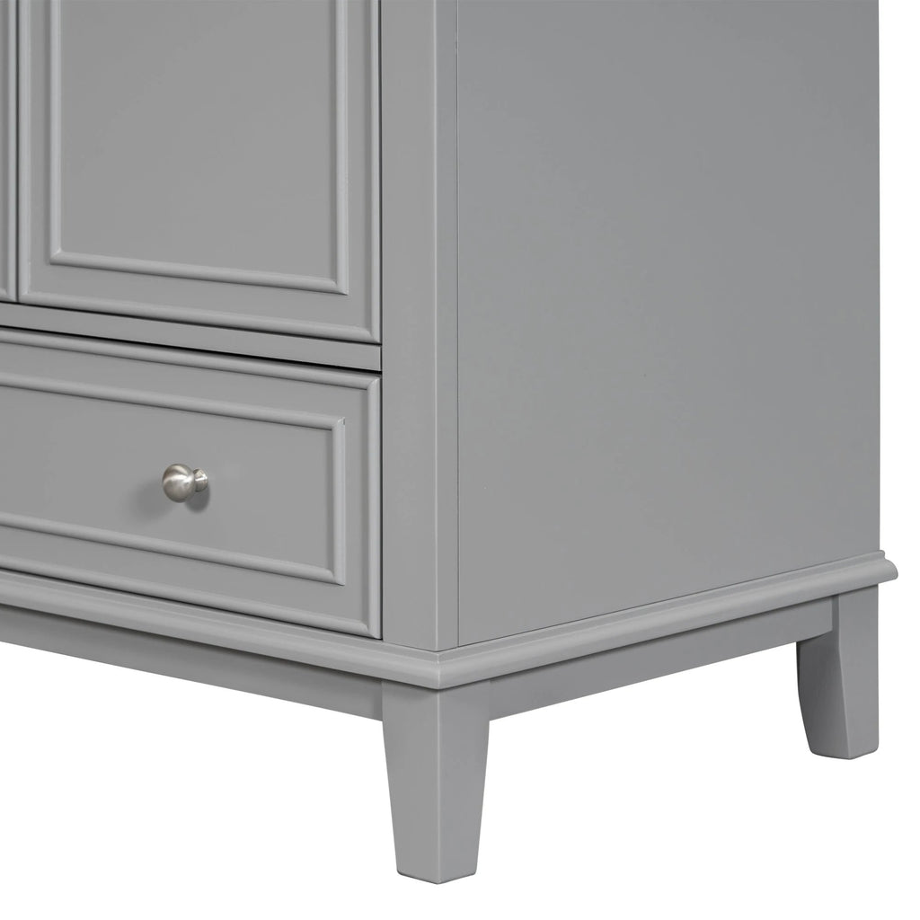 30inchgrey Bathroom Vanity with Sink ComboMulti-functional Bathroom Cabinet with Doors and Drawer Solid Frame and MDF Board by eprolo