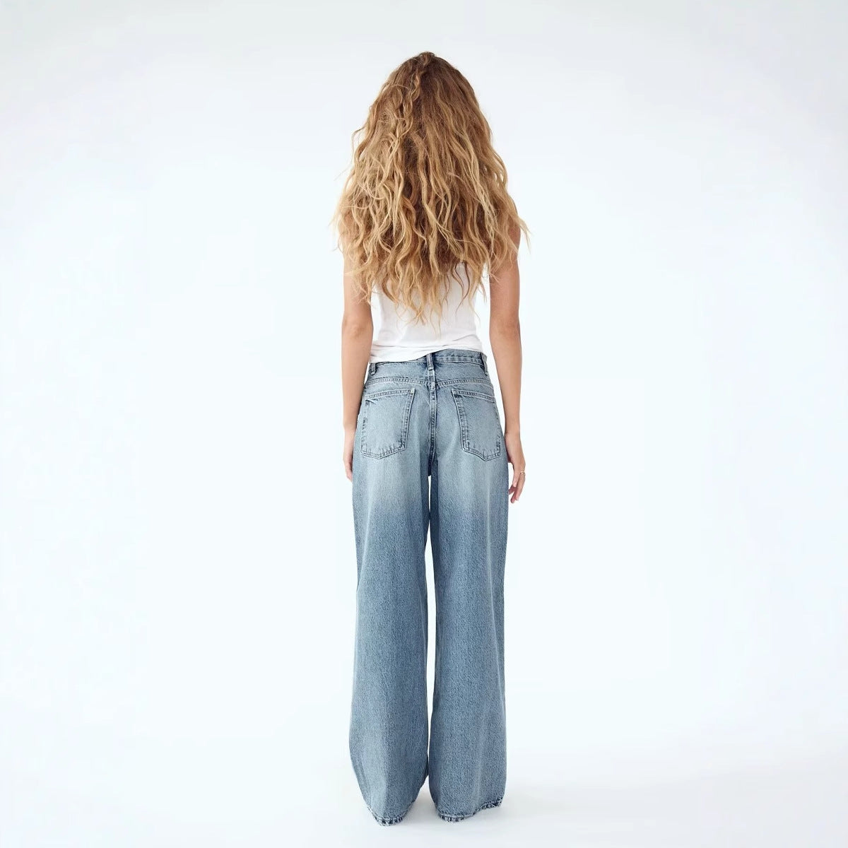 Jean large taille haute confortable, décontracté et polyvalent au quotidien