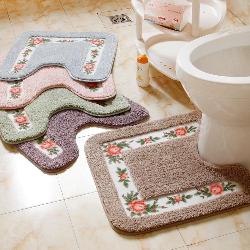 Shower Pad Mat Rug Bathroom Mats Set Coral Velvet Soft Toilet Carpet by eprolo