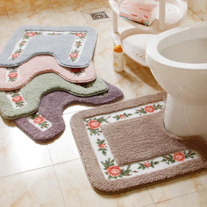 Shower Pad Mat Rug Bathroom Mats Set Coral Velvet Soft Toilet Carpet by eprolo