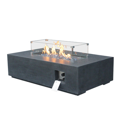 52 Inch Outdoor Concrete Propane gas rectangle Fire Pit table