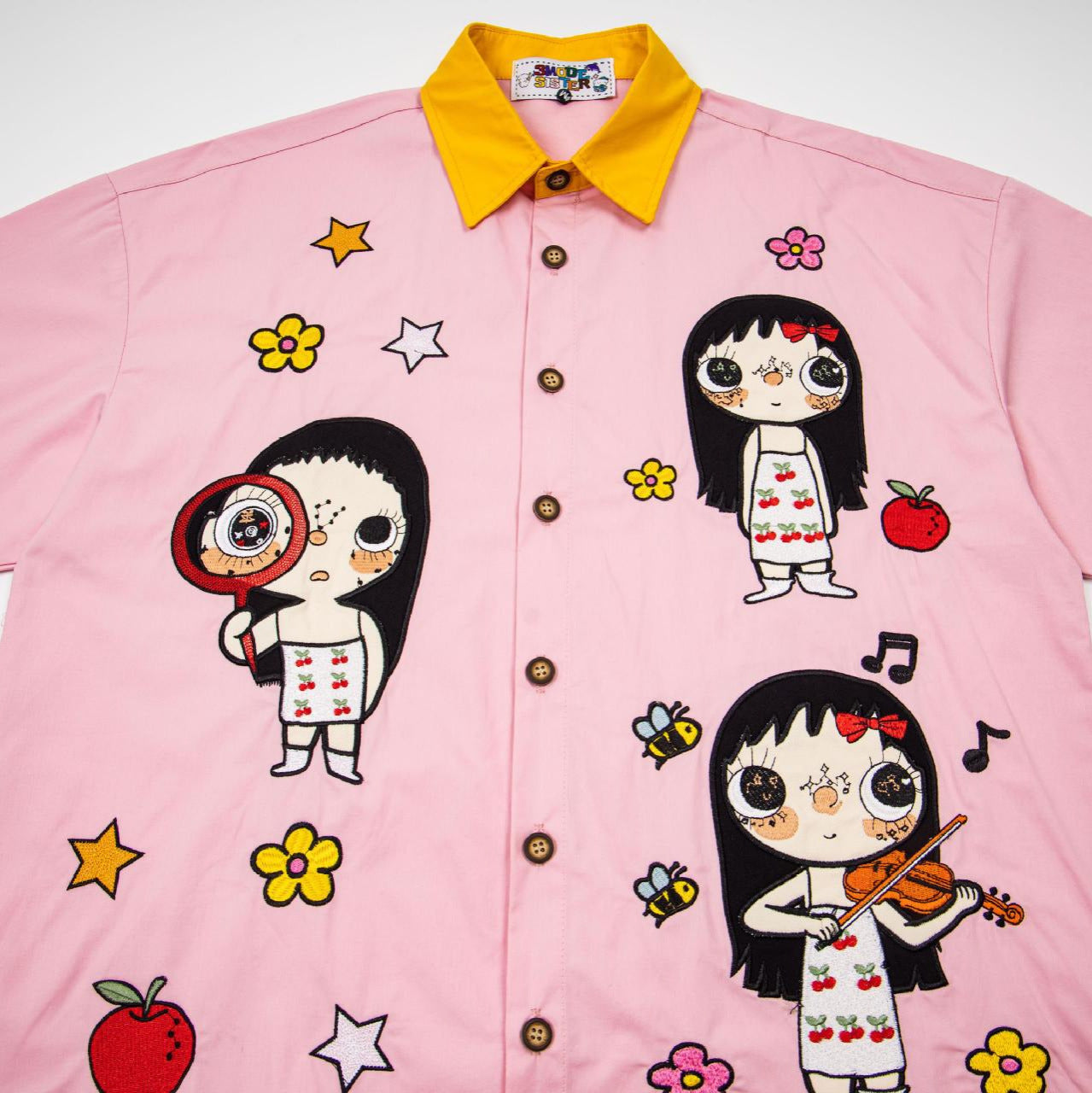 Camiseta de manga corta bordada para niña