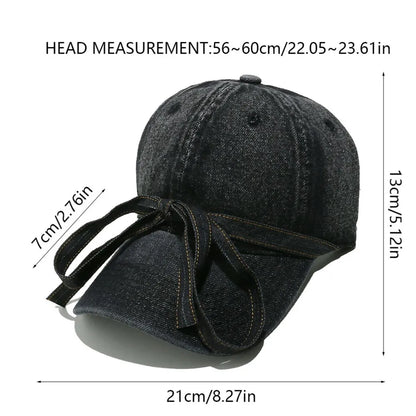 Gorra de béisbol de tela vaquera lavada con lazo