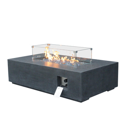 52 Inch Outdoor Concrete Propane gas rectangle Fire Pit table