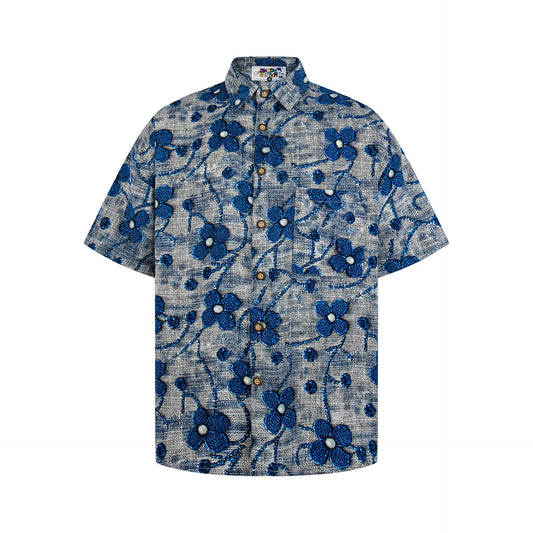 3D relief flower short sleeved shirt