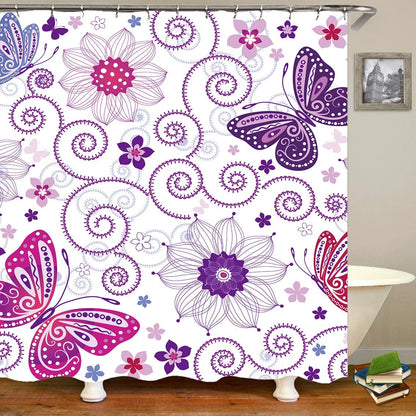 Butterflies flying Waterproof Polyester Fabric Shower Curtain by eprolo