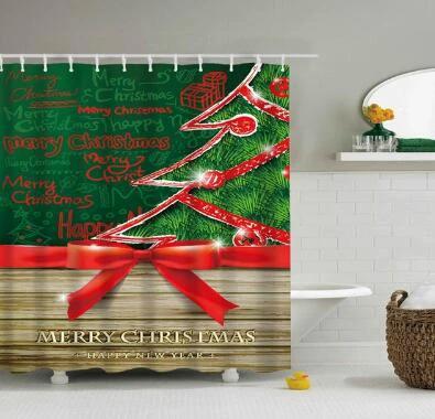 Christmas Waterproof Polyester Bathroom Shower Curtain Decor With Hooks by eprolo