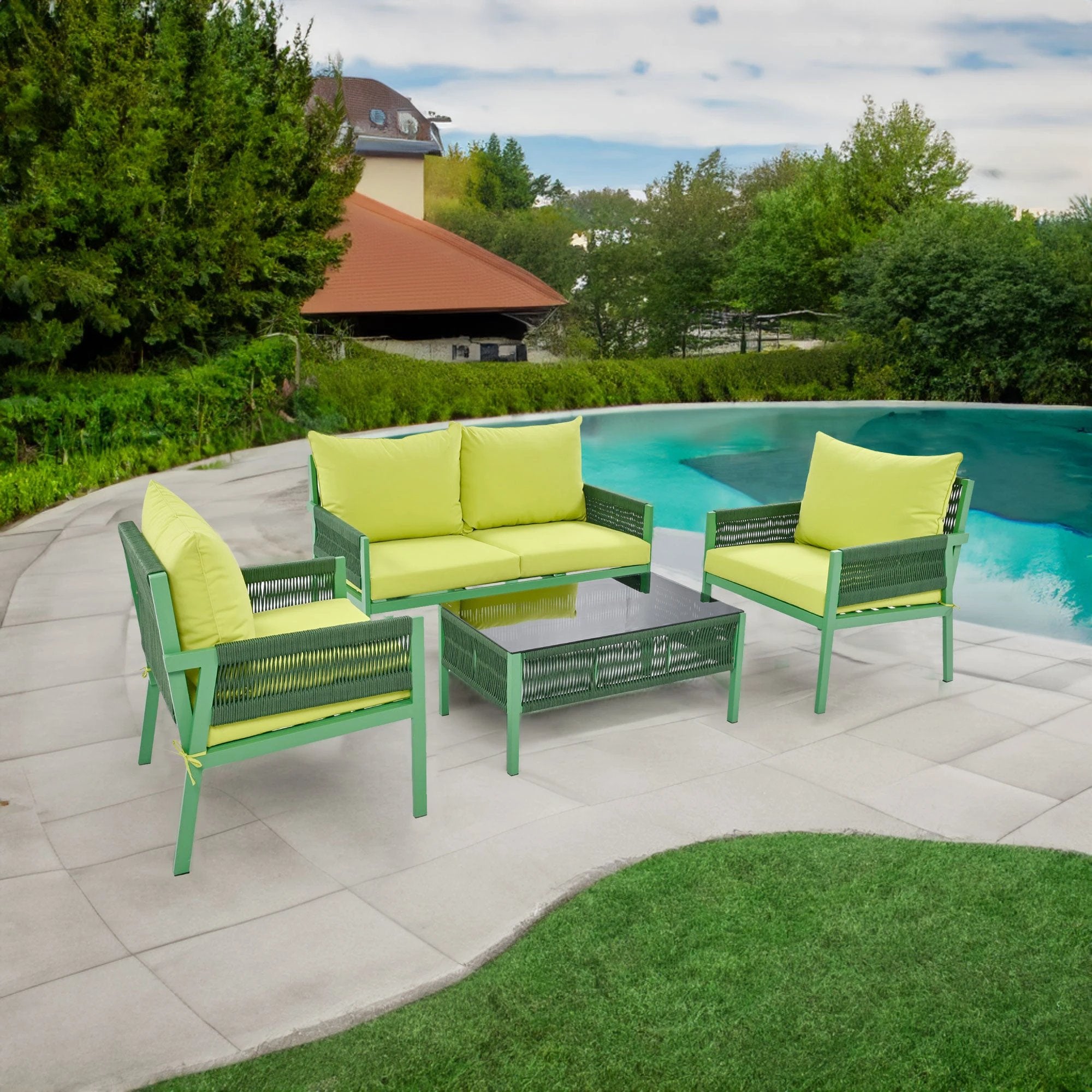 Outdoor Furniture with Tempered Glass Table by eprolo