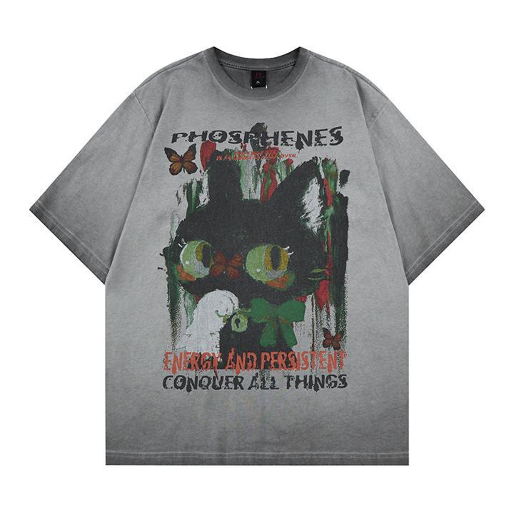 T-shirt à manches courtes imprimé chat
