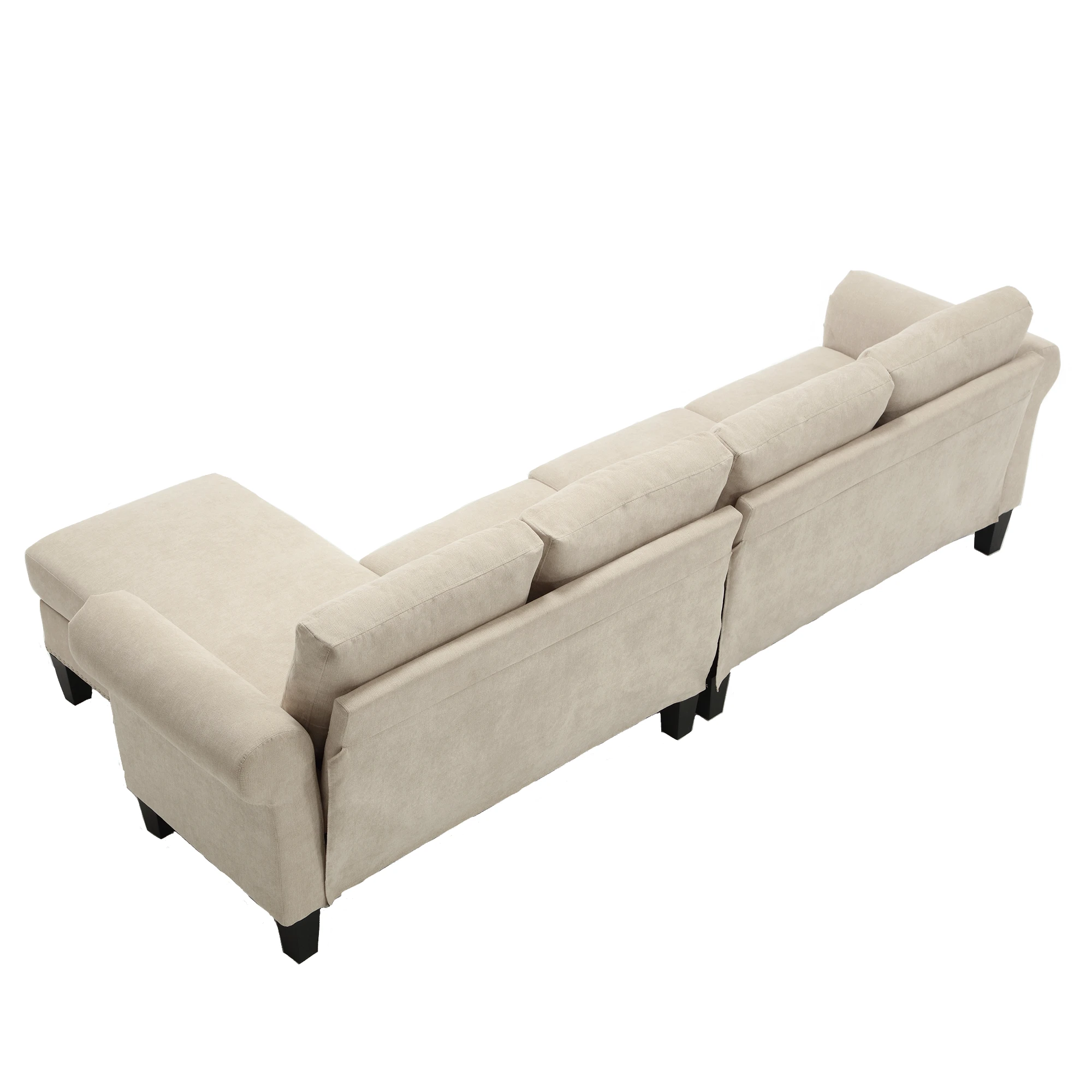 Convertible Sectional Sofa with Storage,L-shaped sofa,Four-seater sofa,Modern Linen Fabric Sectional Couches Beige by eprolo