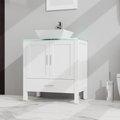 Goodyo 30" Bathroom Vanity and Sink Combo Glass Top Cabinet w/Mirror, White by eprolo