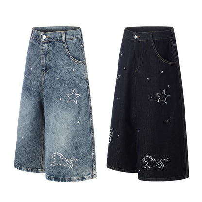 Star hot diamond straight leg denim five quarter pants