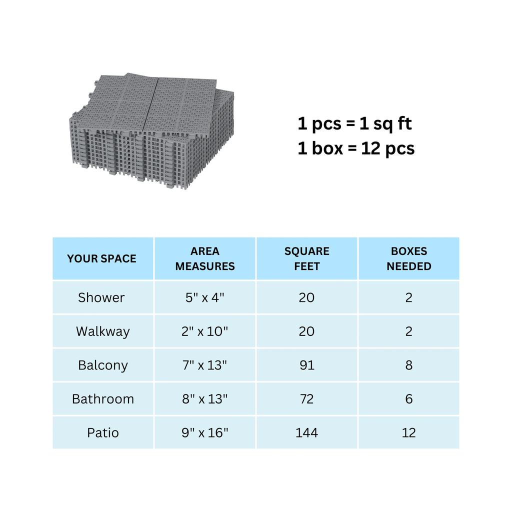 12 x 12 inch gray interlocking deck tiles, plastic waterproof, weighing up to 6613 pounds, with a rose pattern pack of 12 by eprolo