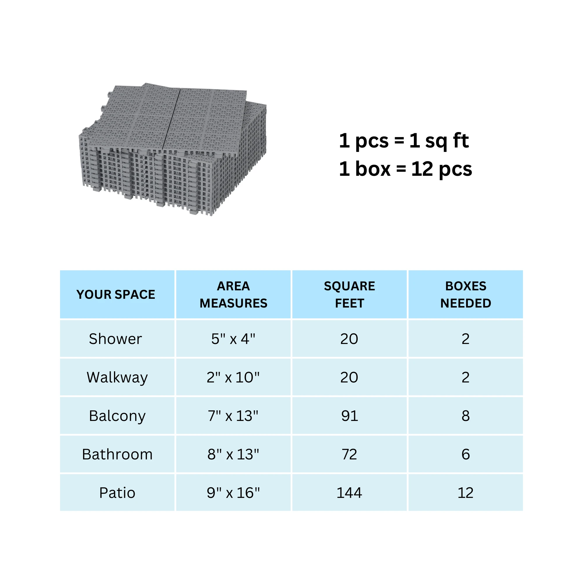 12 x 12 inch gray interlocking deck tiles, plastic waterproof, weighing up to 6613 pounds, with a rose pattern pack of 12 by eprolo