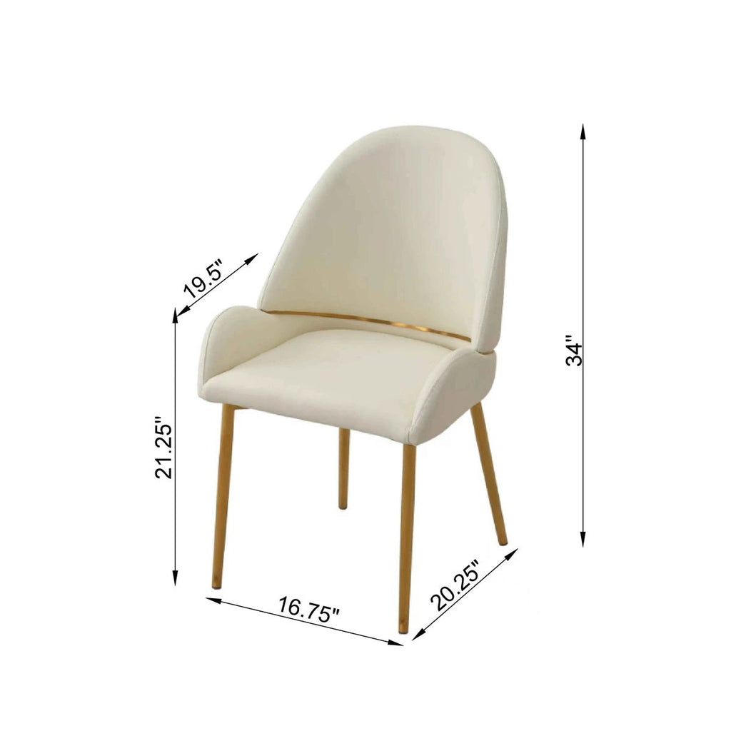 Dining Chair with PU Leather Beige color metal legs (Set of 2) by eprolo