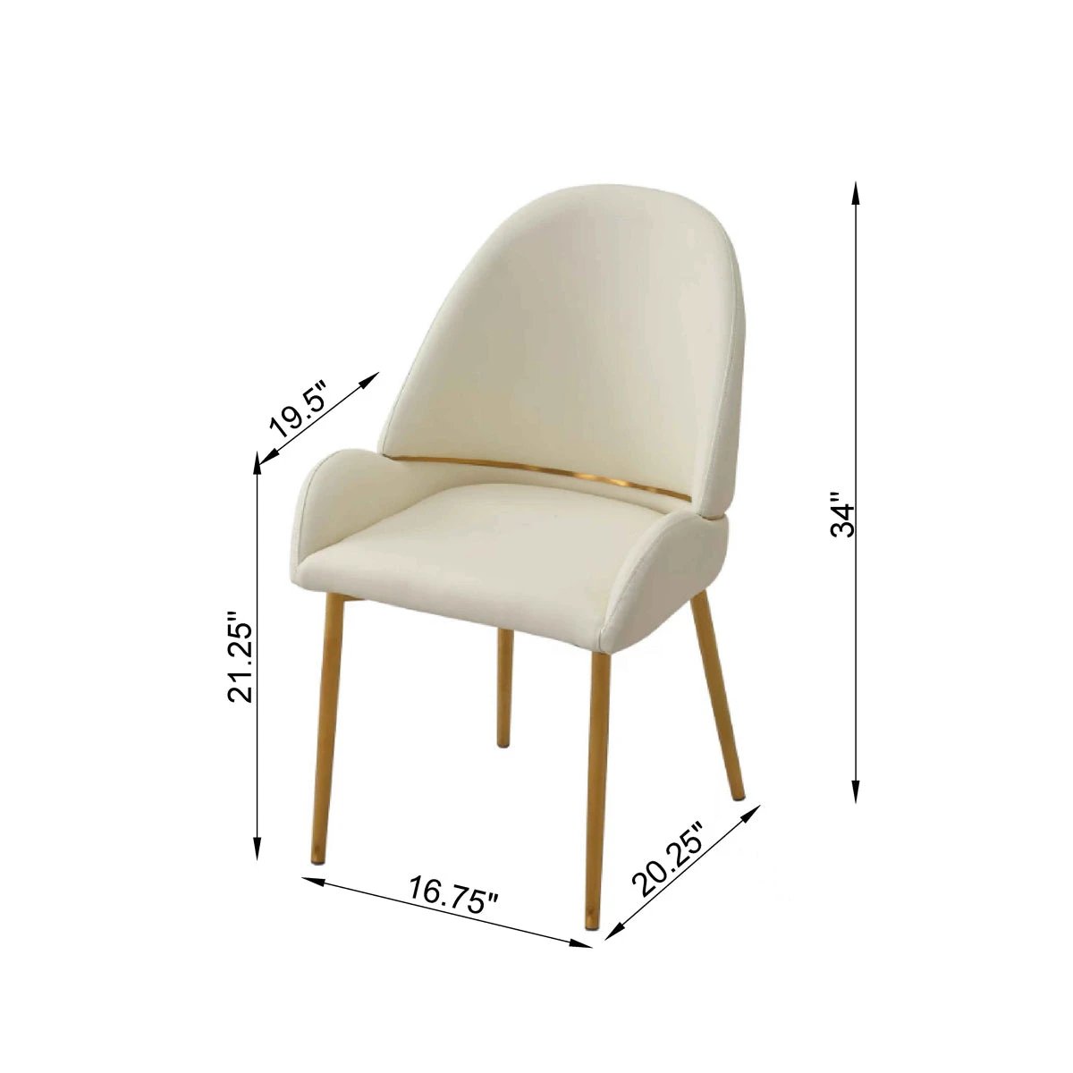 Dining Chair with PU Leather Beige color metal legs (Set of 2) by eprolo