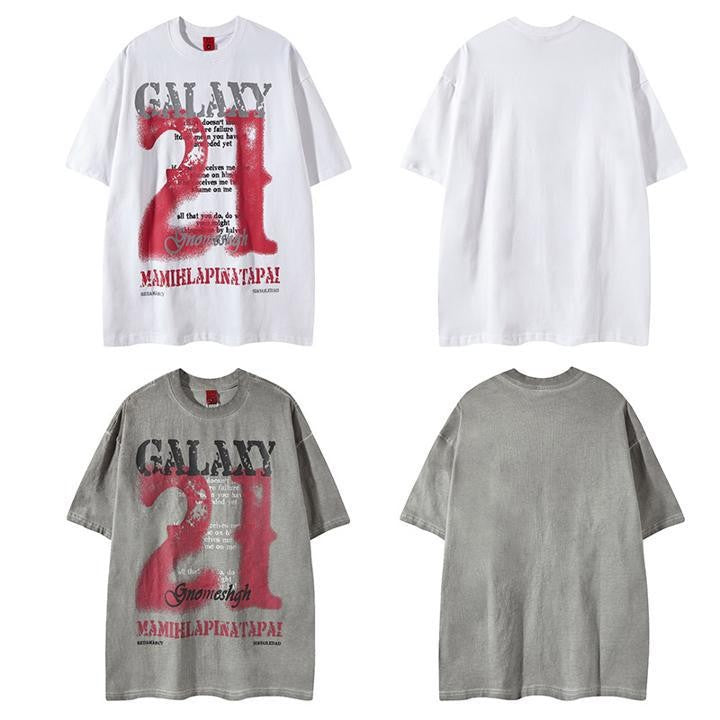 Wash to make old letters 21 short sleeves