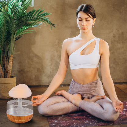 Humidificateur Nuage de Pluie avec Veilleuse, Diffuseur d'Huiles Essentielles d'Aromathérapie, Micro Humidificateur, Son de Goutte d'Eau Relaxant pour la Maison