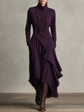 Robe à col montant unie à manches croisées pour femme