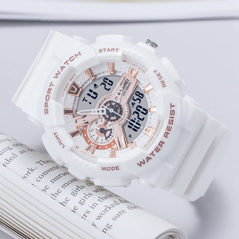 Reloj electrónico deportivo clásico negro y dorado con doble pantalla para estudiantes, reloj para adolescentes, niños y niñas