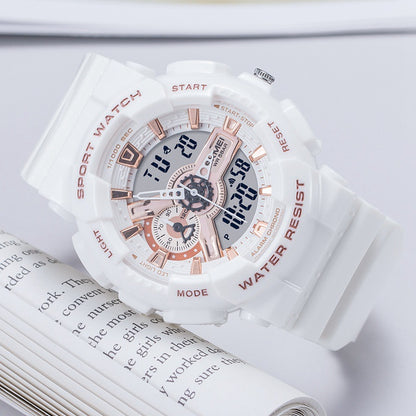 Reloj electrónico deportivo clásico negro y dorado con doble pantalla para estudiantes, reloj para adolescentes, niños y niñas
