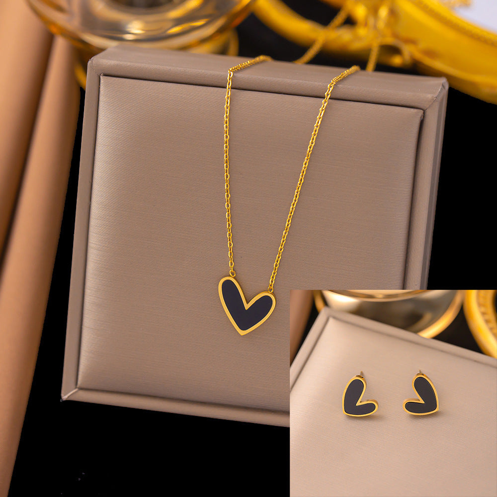 Juego de joyas de acero inoxidable para mujer: collar y pendientes