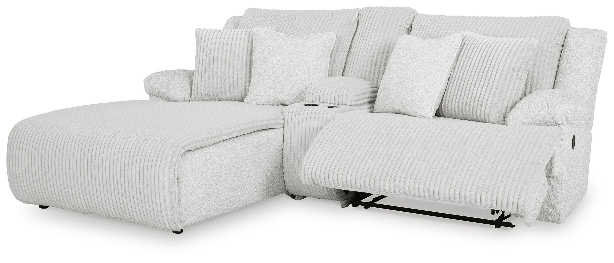 Top Tier - 3-Piece Reclining Sectional Sofa Laf Press Back Chaise - Fabric - Alloy-1