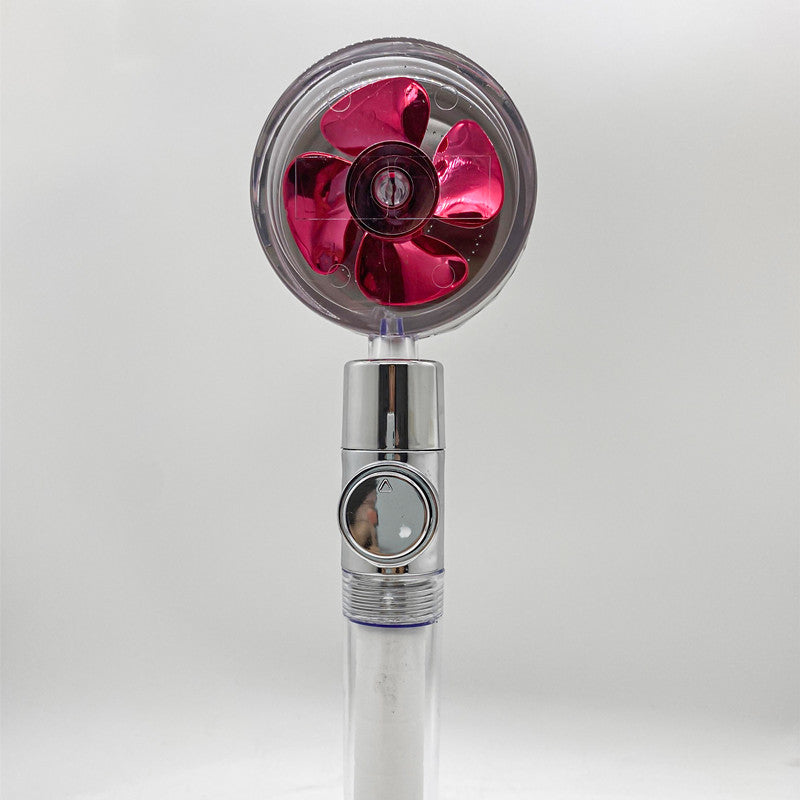 Cabezal de Ducha con Ahorro de Agua, Flujo Giratorio 360 Grados con Pequeño Ventilador, Boquilla Rociadora de Alta Presión de Lluvia de ABS, Accesorios de Baño
