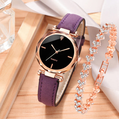 Montre simple à bracelet Montre à quartz Ensemble de bracelet