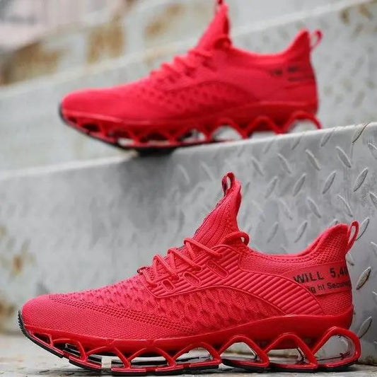 Blade Premium Mesh Running Shoes with Subtle Lightning Trim, red athletic sneakers