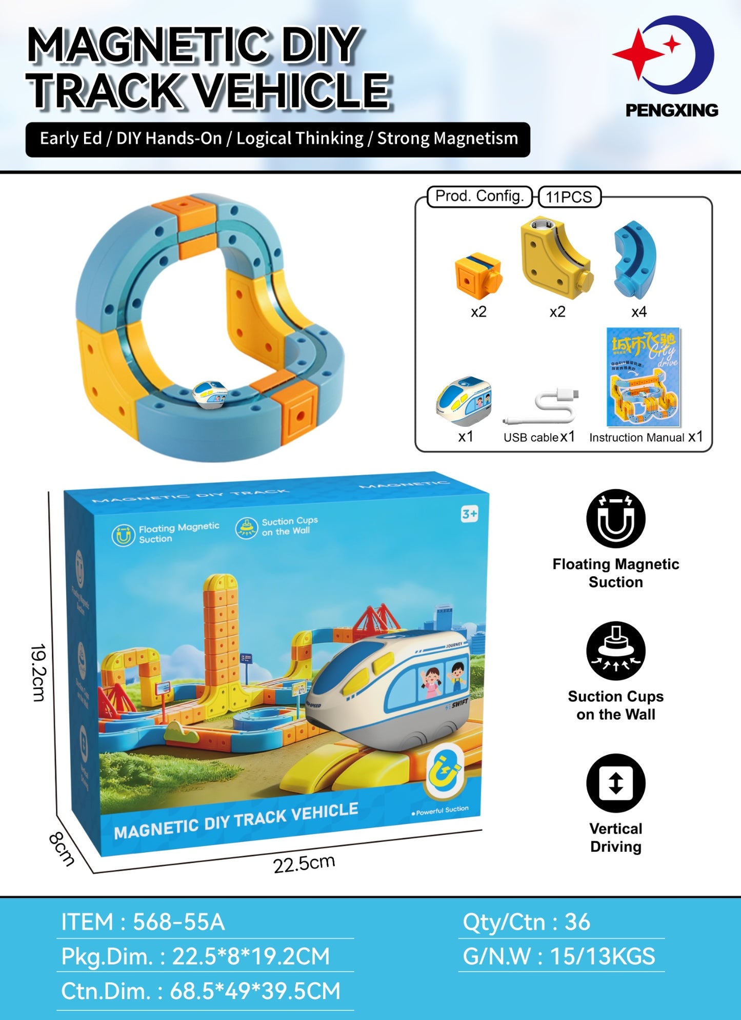 Jouet de construction de piste de lévitation magnétique électrique pour enfants