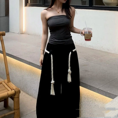 Pantalon coupé fin ample Athleisure Streetwear Sassy Summer