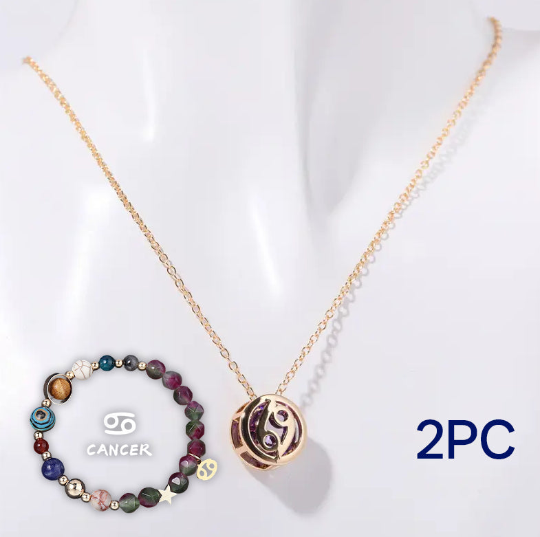 Parure de collier et bracelet en perles de pierre naturelle