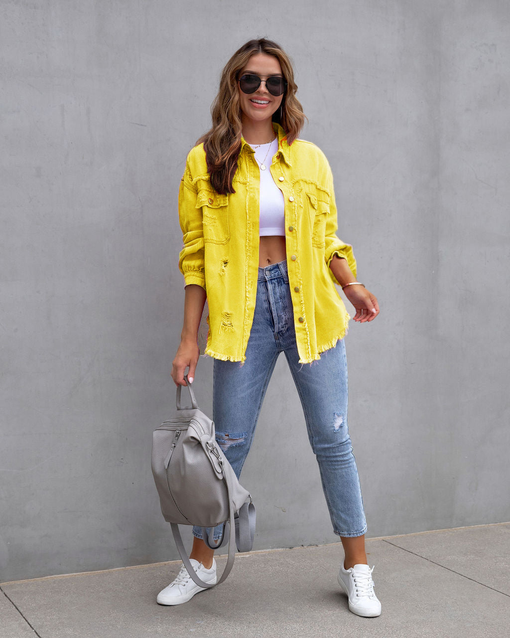 Mode Déchiré Chemise Veste Femme Automne Et Printemps Hauts Décontractés Vêtements Pour Femmes