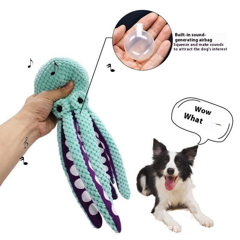 Jouet en peluche pour animal de compagnie avec dents couinantes de poisson à six griffes