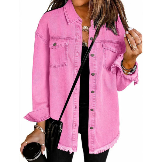 Veste chemise en jean délavé pour femme de style européen et américain