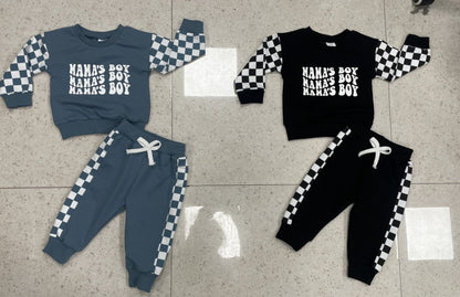 Ensemble pull à carreaux imprimé à manches longues pour enfants