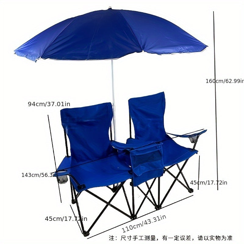 Double chaise de camping avec parasol et glacière