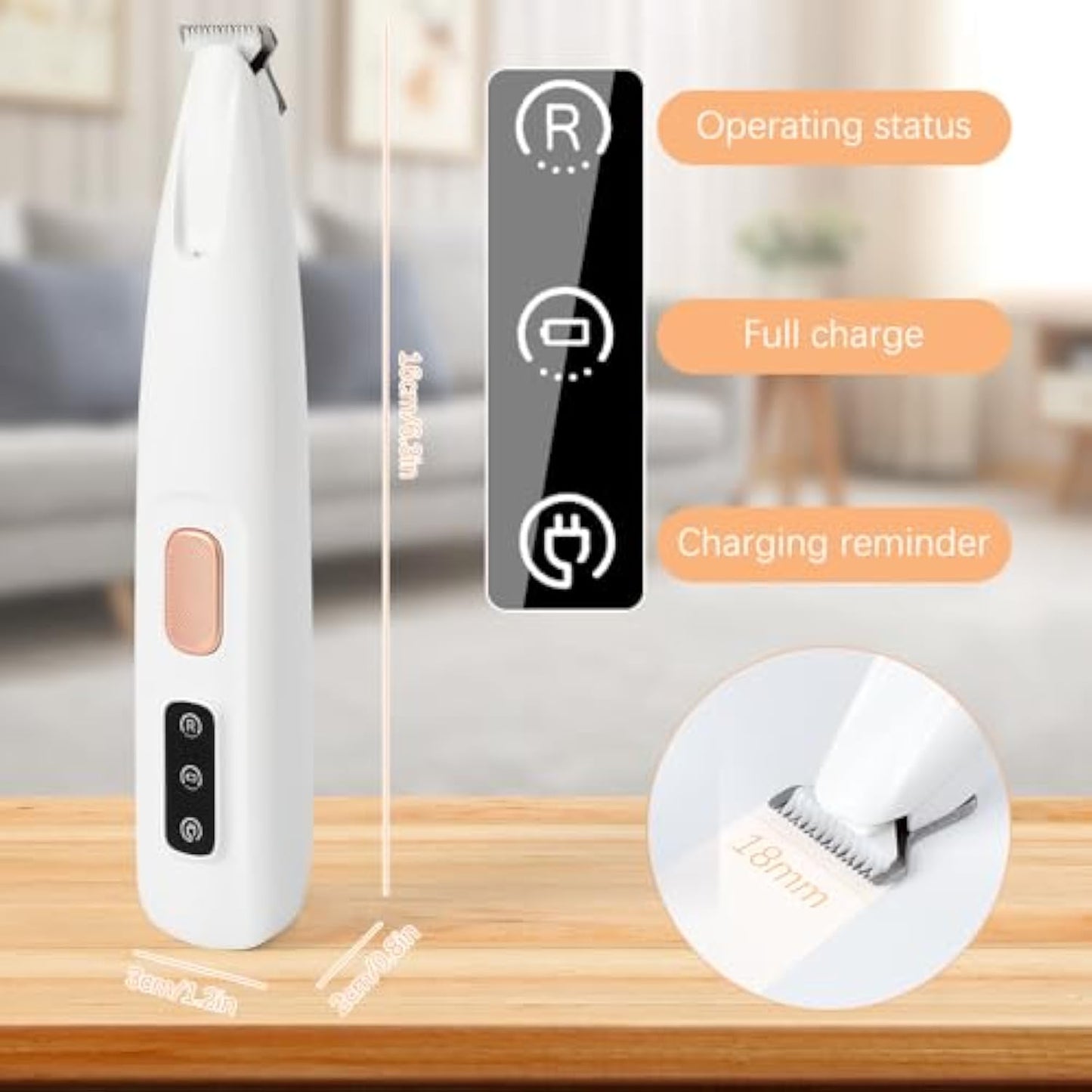 Recortador de patas eléctrico para perros, recortador de patas para mascotas con luz LED, recargable, de bajo ruido.
