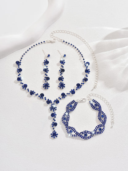 Collier en cristal, boucles d'oreilles et bracelet tendance