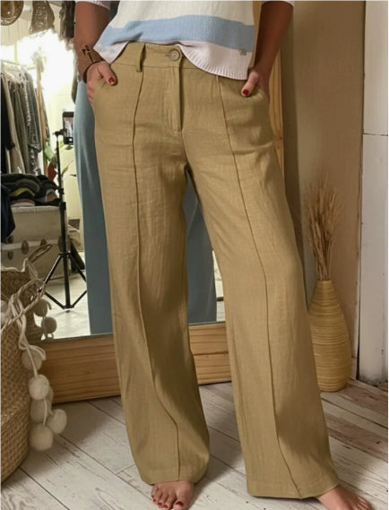 Pantalon décontracté large à cordon de serrage de couleur unie pour femme