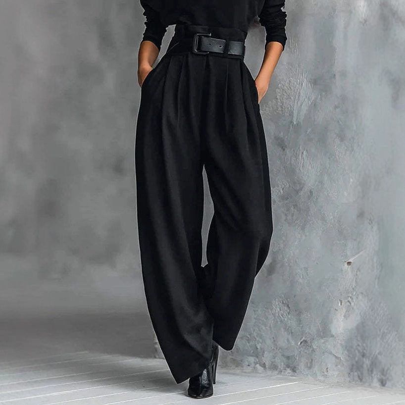 Pantalon de costume taille haute américain en soie glacée de haute qualité